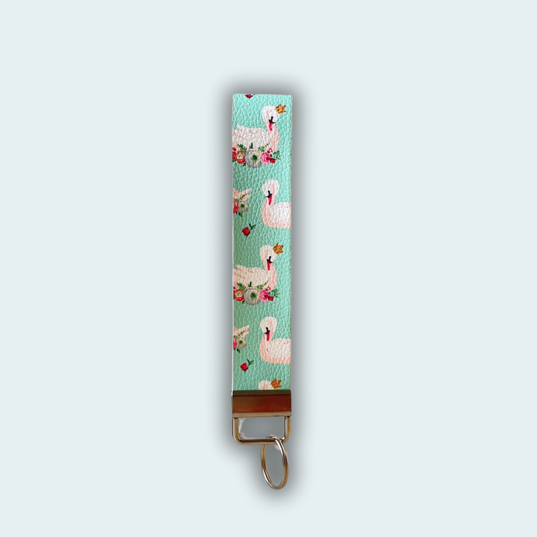 Swans Leather Keychain