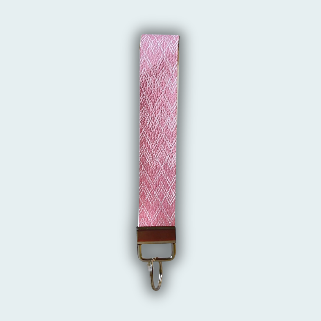 Pink Aztec Leather Keychain