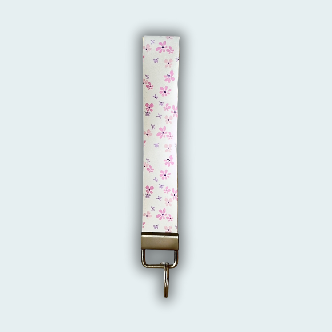 Pastel Floral Leather Keychain