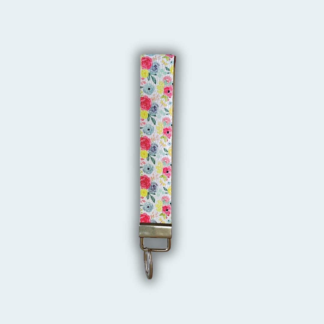 Multi- Floral Leather Keychain