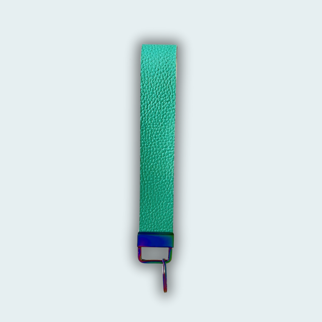 Teal Leather Keychain