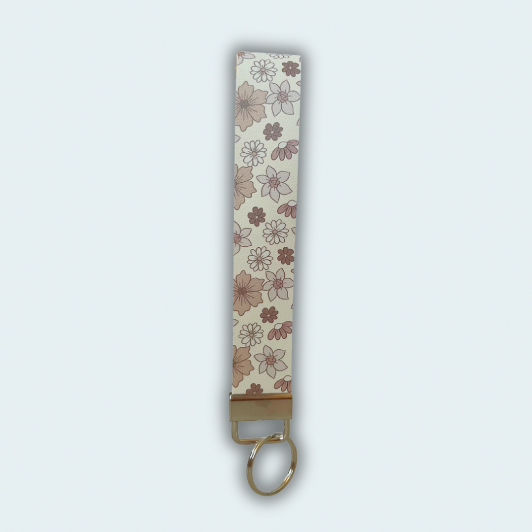 Nude Daisies Leather Keychain