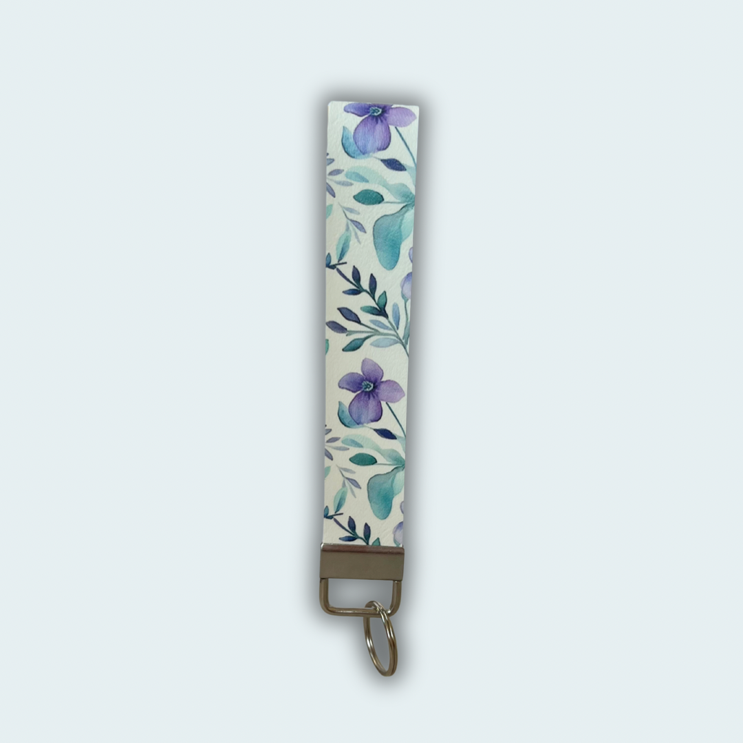 Asters Leather Keychain
